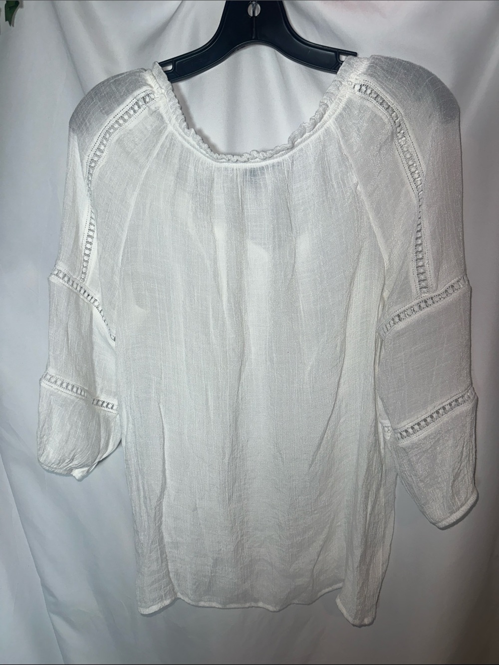Apt. 9 White Textured Peasant Blouse with Tie - Picture 6 of 6